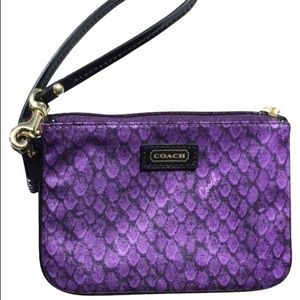 Coach Purple Snakeskin Wristlet